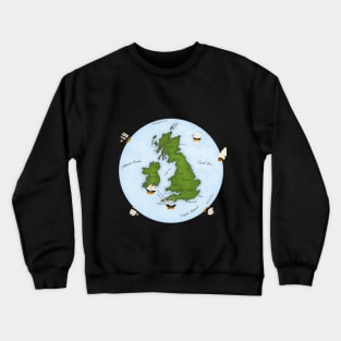 Great Britain Map With Sailing Ships Crewneck Sweatshirt